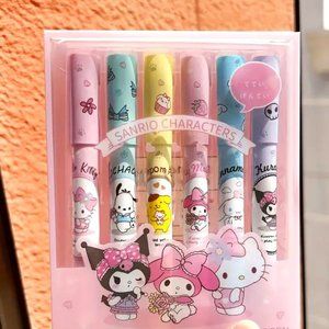Sanrio Highlighter Markers 6pk Pens Hello Kitty & Friends Fluorescent Kuromi NEW